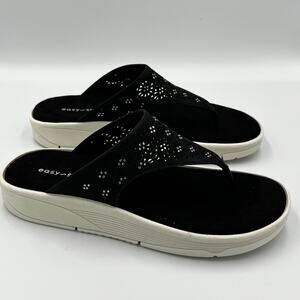 NWB Easy Spirit Rhee 3 Black Wedge Flip-Flop Sandals Women's Size 7 M